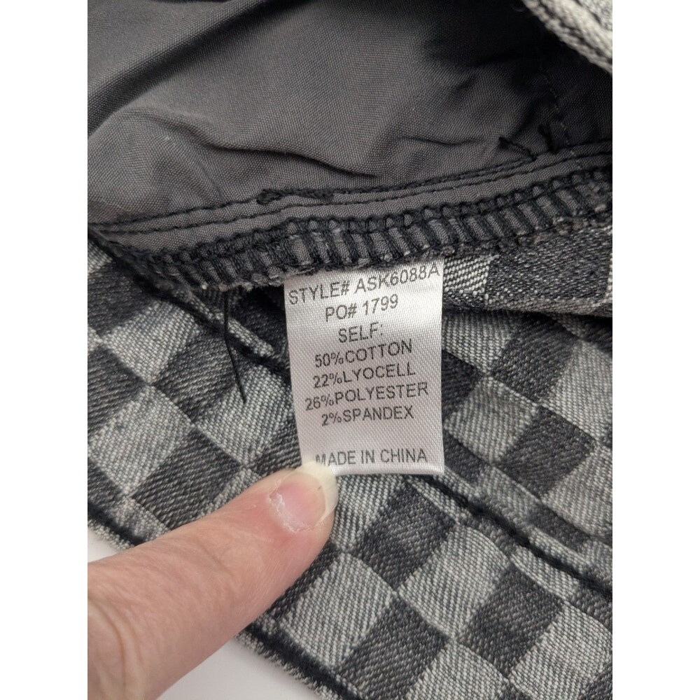 Sm. Women’s Y2K Style Checkerboard Denim Cargo Mini Skirt Gray Black Annie Wear - Picture 6 of 9